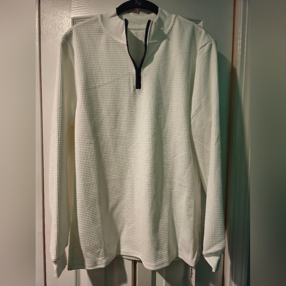 Men's Waffle Polo Shirt Waffle Long Sleeve T Shirt - Size S